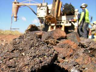 Magnetite rocks being drilled. Photo: Submitted.