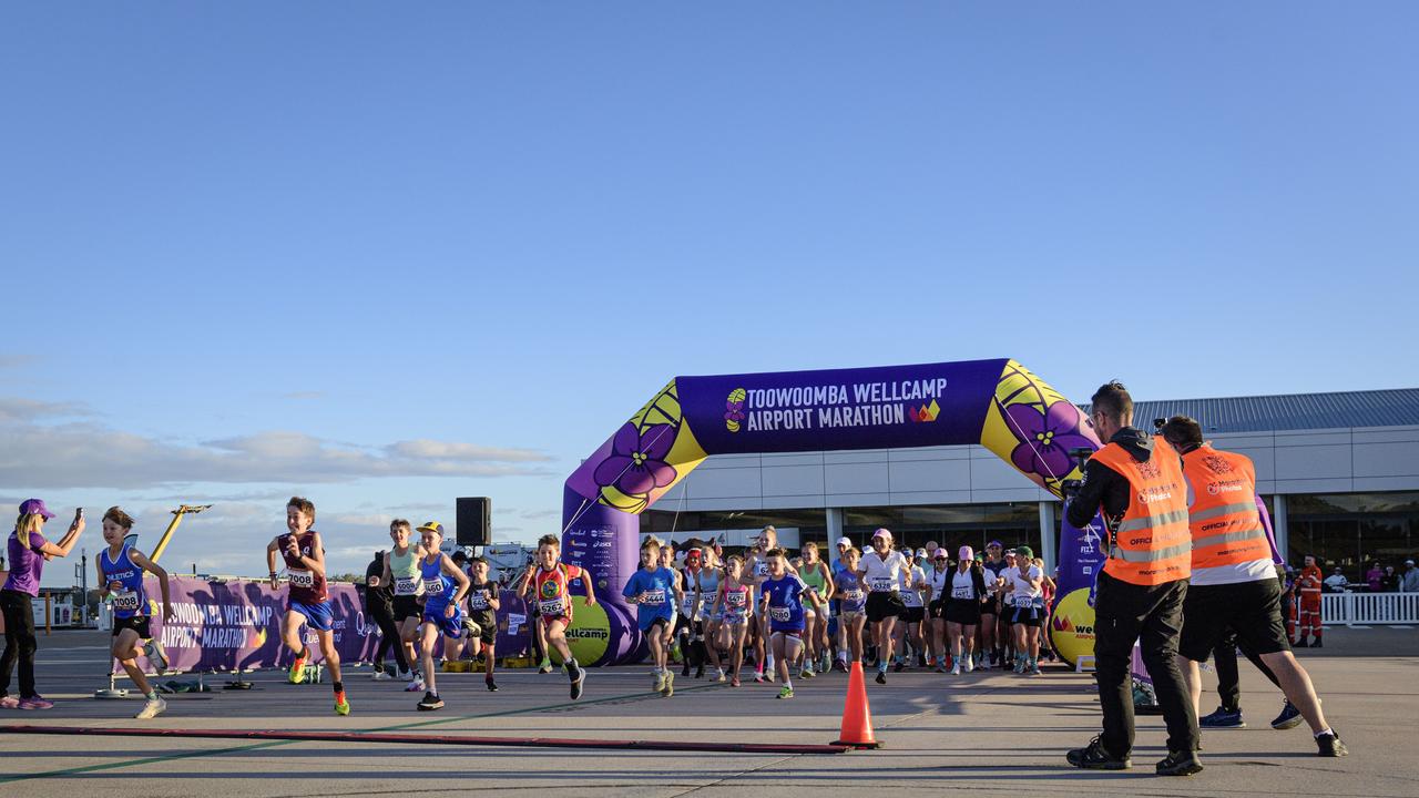 The dress-up and all-in Runway Mile of the Toowoomba Marathon events at Wellcamp Airport, Saturday, May 3, 2025. Picture: Kevin Farmer