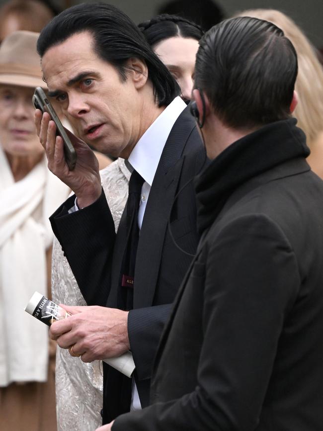 Singer Nick Cave at the memorial service celebrating the life of British designer Dame Vivienne Westwood in London in February. Picture: Jeff Spicer/Getty