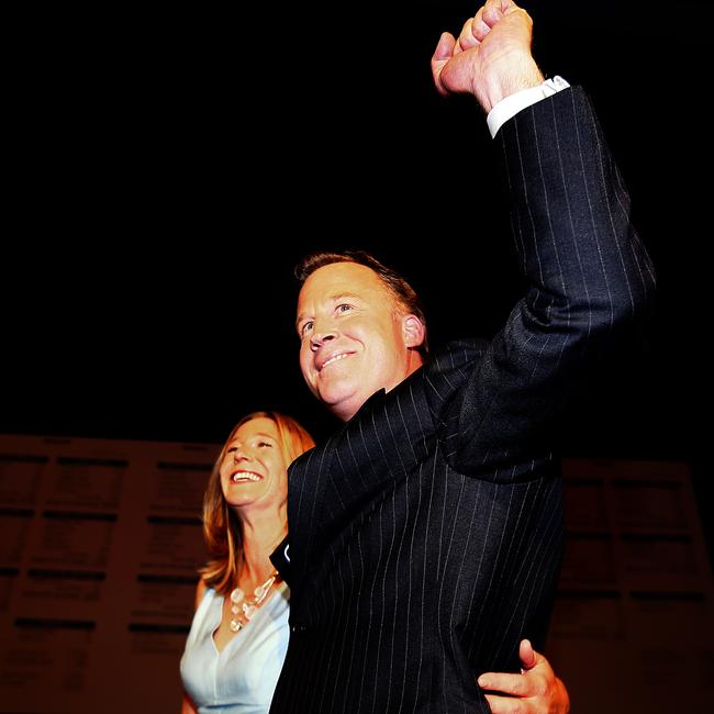 Premier Will Hodgman with Wife Nicky after he won the election in 2014.