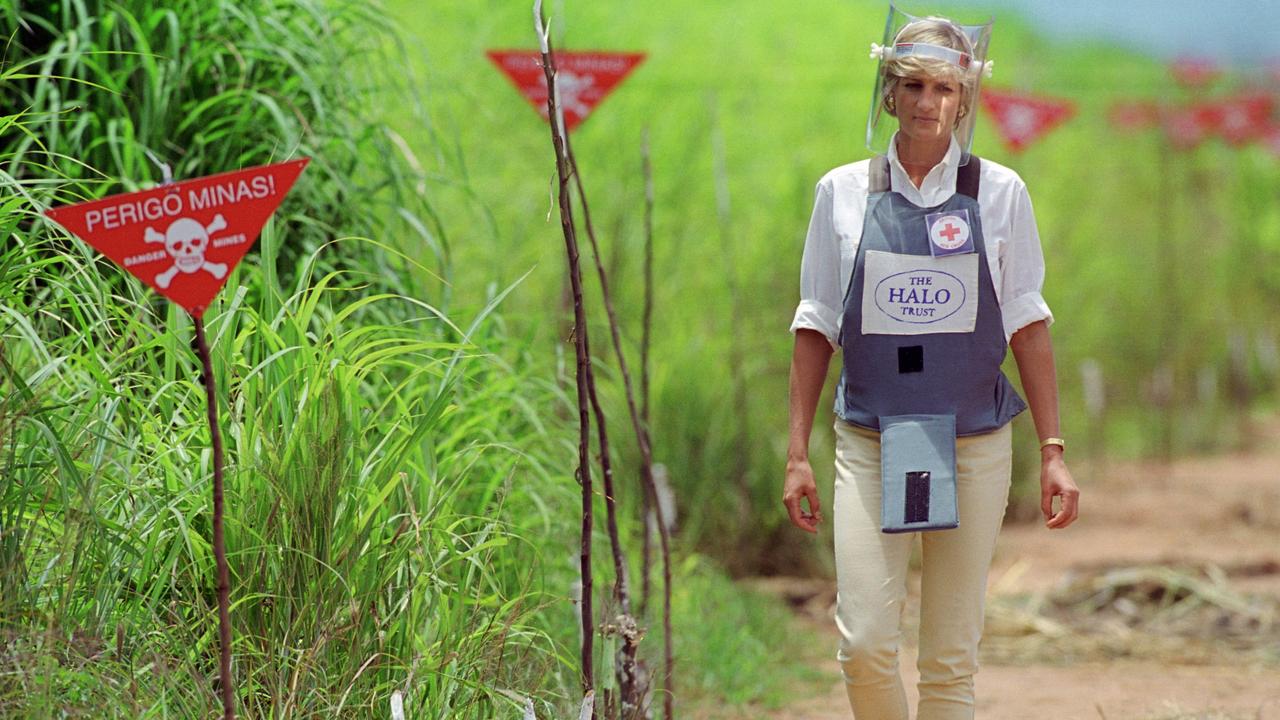 Diana famously visited a landmine field in Angola in January 1997, after it was cleared by charity The Halo Trust. Picture: Tim Graham/Getty Images