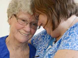 BACK TOGETHER: Kathryn Harper (left) was found down an embankment after going missing on Monday. Daughter Brenda Fisher has paid tribute to Ipswich authorities for their rapid response. Picture: Inga Williams