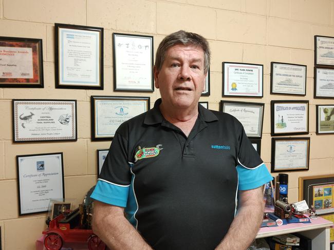 LNP candidate for Gladstone Ron Harding takes extreme pride in the certificates of appreciation on his office wall that illustrate his contribution to the Gladstone region over 25 years. Picture: Rodney Stevens