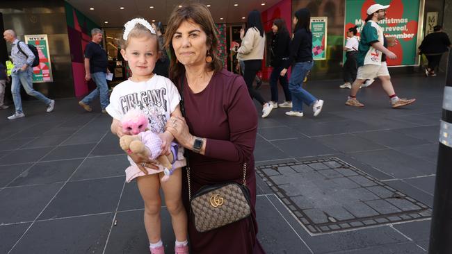 Liana Nardi, with her four-year-old granddaughter Georgia, said it was ‘very disappointing’ the event had been cancelled. Picture: Alex Coppel