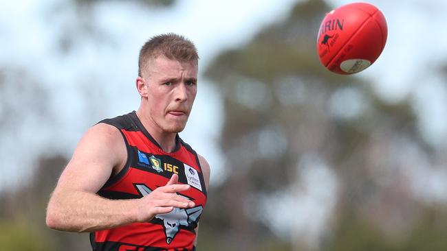 Sam Siggins of Lauderdale in the Tasmanian State League match Lauderdale V Launceston. Picture: NIKKI DAVIS-JONES