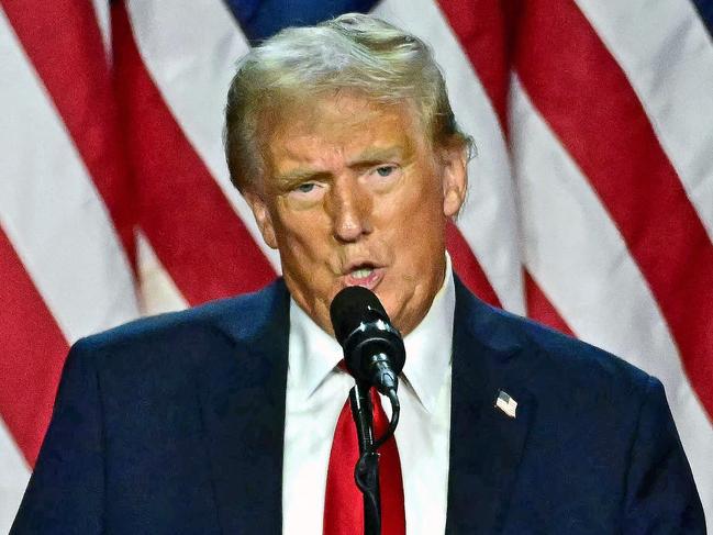 Former US President and Republican presidential candidate Donald Trump speaks during an election night event at the West Palm Beach Convention Center in West Palm Beach, Florida,  on November 6, 2024. Republican former president Donald Trump closed in on a new term in the White House early November 6, 2024, just needing a handful of electoral votes to defeat Democratic Vice President Kamala Harris. (Photo by Jim WATSON / AFP)