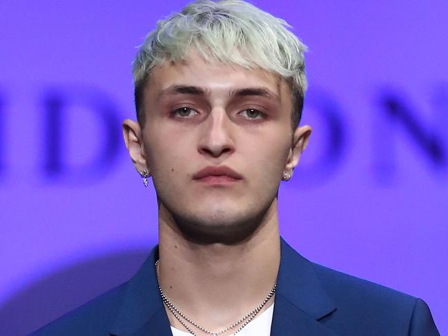 SYDNEY, AUSTRALIA - AUGUST 08:  Anwar Hadid showcases designs by Sand during the David Jones Spring Summer 18 Collections Launch at Fox Studios on August 8, 2018 in Sydney, Australia.  (Photo by Mark Metcalfe/Getty Images for David Jones)