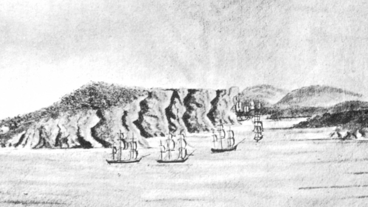 The First Fleet entering Port Jackson. Picture: State Library of NSW