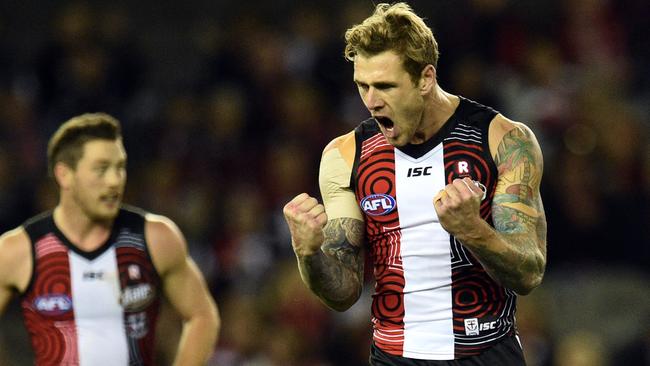 Tim Membrey reacts after scoring goal. (AAP Image/Julian Smith).