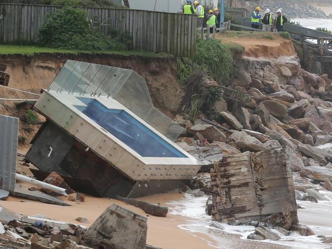 Mr Fortey said ‘we’ve all seen visions of swimming pools falling into the sea’. This is a well known image from Collaroy Beach. Picture: Adam Ward