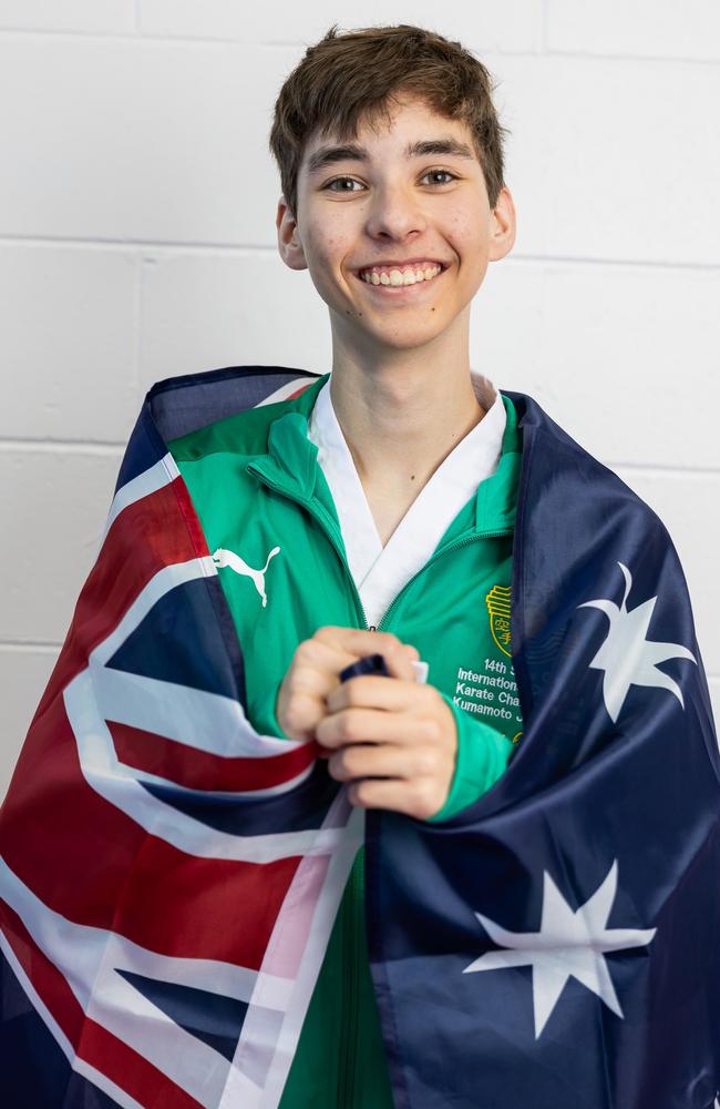 Sunshine Coast karate talent Flynn Jordan. Picture: Matt Craven.