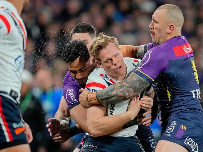 Nelson Asofa-Solomona was sin binned for a high shot on Lindsay Collins. Picture: NRL Imagery