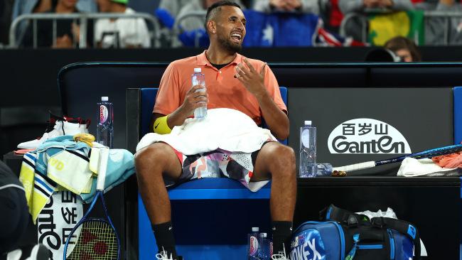 Nick Kyrgios did a lot of talking to his player box. 