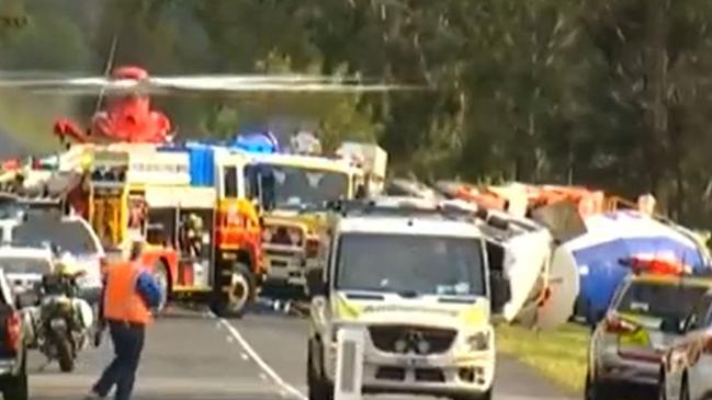 The crash occurred about 5.30am Wednesday morning. Picture: 7NEWS