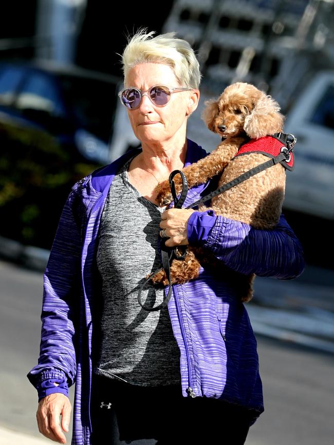 Kerryn Phelps in Potts Point unit with her dog. Picture: John Grainger