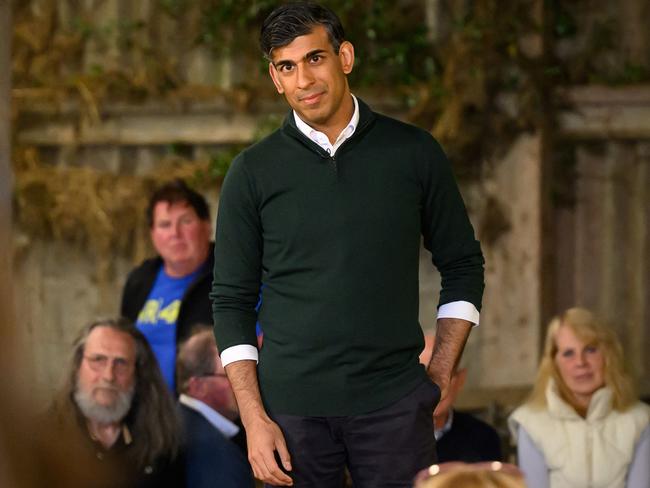 Britain's Prime Minister and Conservative Party leader, Rishi Sunak holds a Q&A event with farmers in Barnstaple, south west England. A new poll predicts he could lose his electoral seat. Picture: AFP