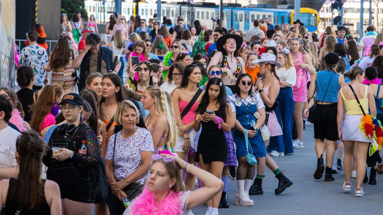 Fans queued outside MARVEL Stadium in Melbourne for as long as 12 hours before showtime. Picture: Jason Edwards