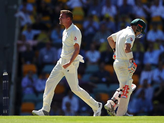 Jake Ball celebrates removing David Warner.