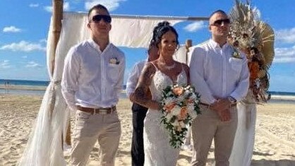 Shelley Baker at her North Stradbroke Island wedding. Baker also faces charges but did not appear at court for them today. Picture: Facebook