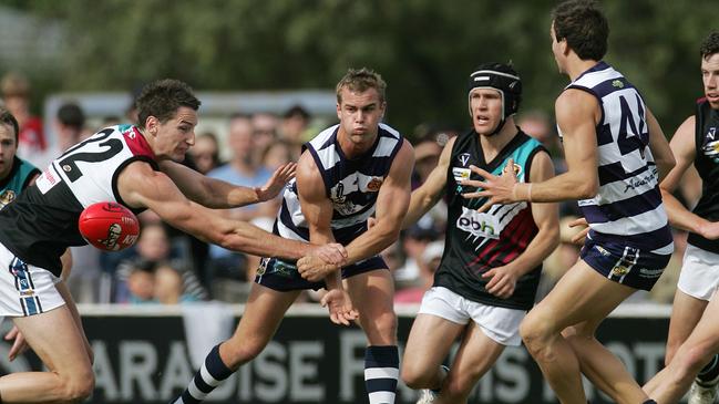 Corey Gree playing for Yarrawonga against Lavington in 2012 when Brendan Fevola made his debut for the Ovens & Murray club.