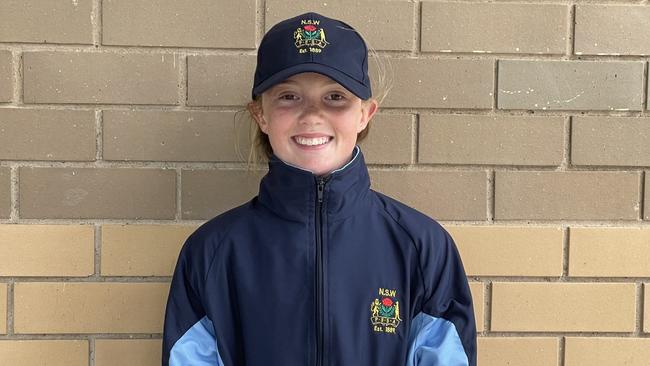 Willa Pearson, NSW PSSA u12 Girls Cricket Team to play School Sports Australia u12 national titles in Ballarat 2022, picture at Raby Oval, Raby NSW, 16 November 2022. Picture: Jason Hosken (News Corp)