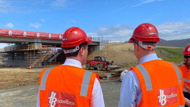 Transport and Infrastruture Michael Ferguson inspects works on the airport interchange project on Thursday, 28 October, 2021.