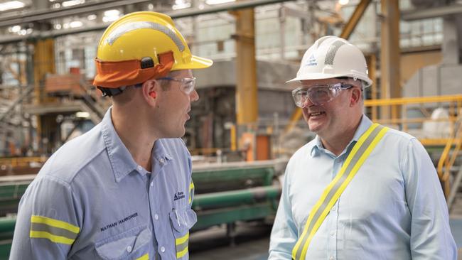 Prime Minister Anthony Albanese on a tour of the Boyne Smelter, Queensland, Australia.