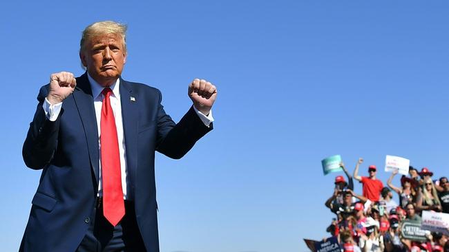 US President Donald Trump gestures on stage during a rally at Prescott Regional Airport in Prescott, Arizona in October, 2020. Picture: Picture: Mandel Ngan/AFP