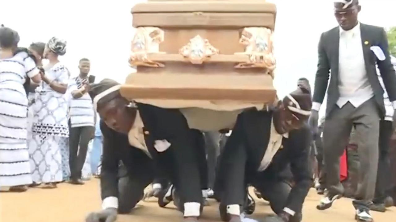 Ghana's dancing pallbearers become a Covid-19 meme in 2020. Picture: BBC