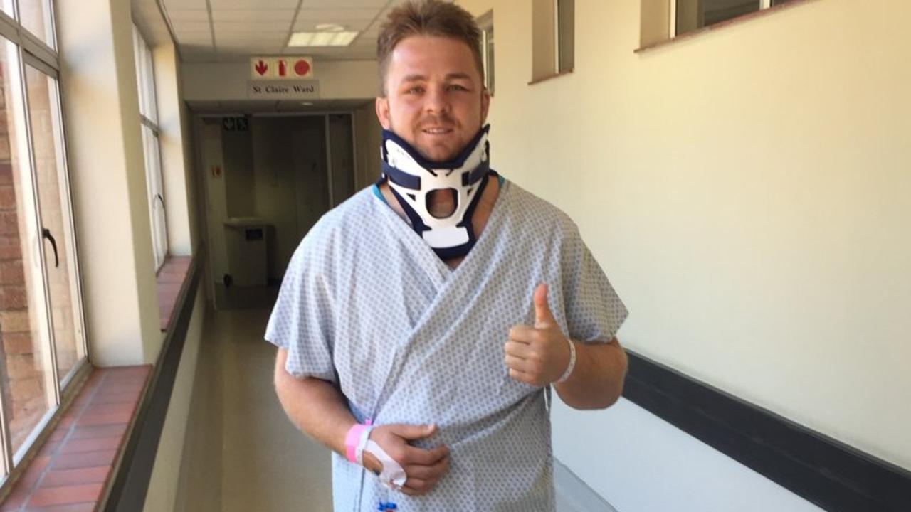 Sam Cane gives the thumbs up after his operation.