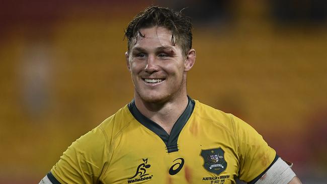 Michael Hooper would be keen to play in a hybrid game between rugby union and rugby league. Picture: Getty Images