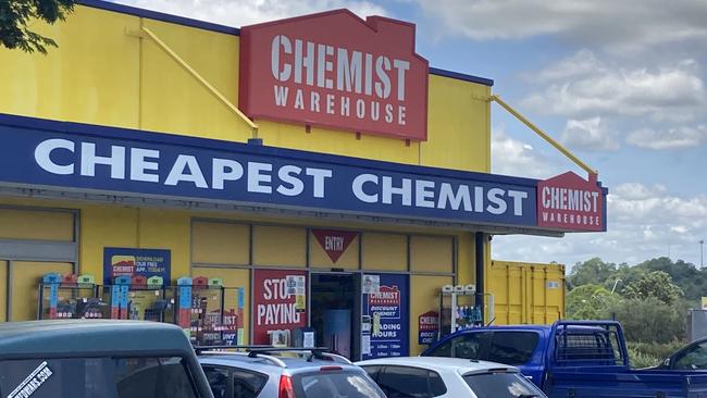 Gympie’s Chemist Warehouse was one of many pharmacies across the Wide Bay with no RATs in stock on Monday.