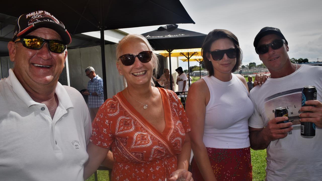 Greg Shorrock, Yvonne Shorrock, Amy Pithers and Lance Danks-Brown at the Blues, Brews &amp; BBQs Day at Clarence River Jockey Club on Sunday, 14th March, 2021. Photo Bill North / The Daily Examiner