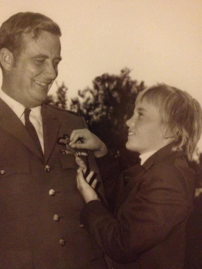 Hedley Thomas, right, with his father.