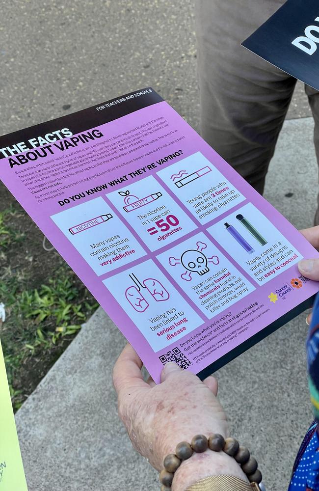 The NT government is rolling out a new education campaign within schools to warn students of the harms of vaping. Picture: Annabel Bowles