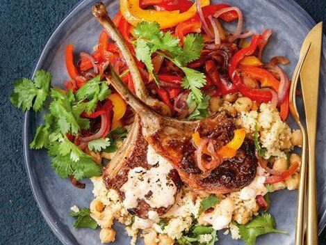 Spiced lamb cutlets with couscous.