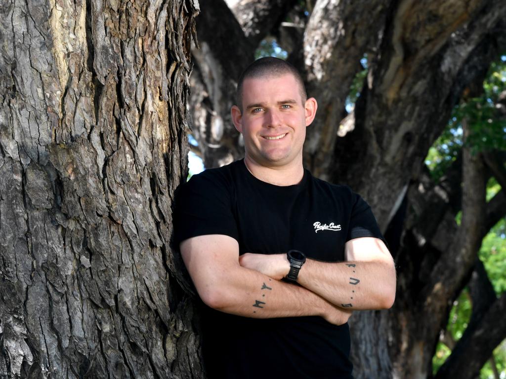 Townsville soldier Lance Corporal George Simms is doing a podcast for veterans called Stand By Your Mates and is fundraising in the March on Challenge to tackle the Kokoda Trail. Picture: Evan Morgan