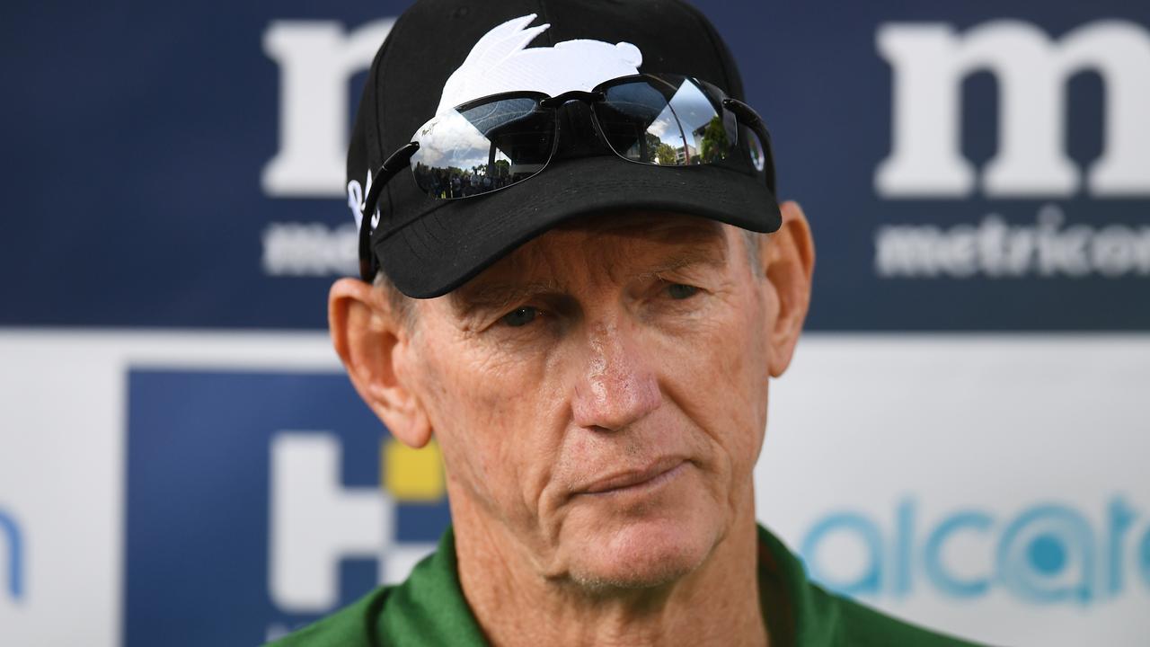 Wayne Bennett speaks to the media