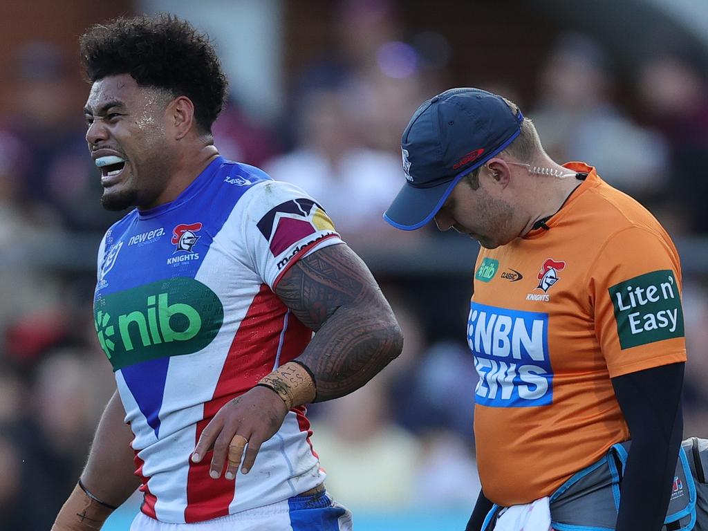 Greg Marzhew after copping a cork. Picture: Jason McCawley/Getty Images