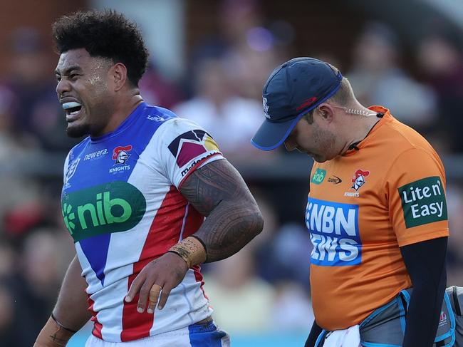 Greg Marzhew after copping a cork. Picture: Jason McCawley/Getty Images