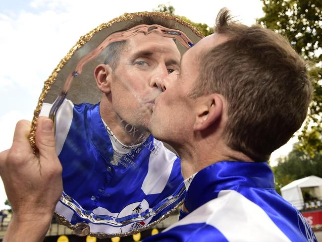 Hugh Bowman with his fourth Cox Plate Please Credit: SDP Media