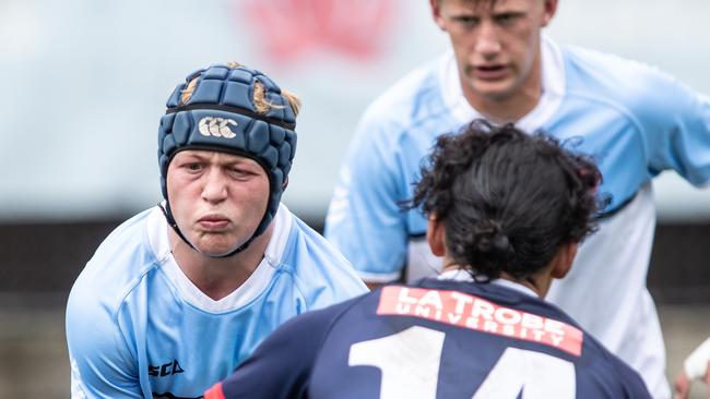 Luca Cleverley was one of mutliple scorers in the Waratahs big win over the Rebels the the National U16 rugby championship round three match Pics: Julian Andrews