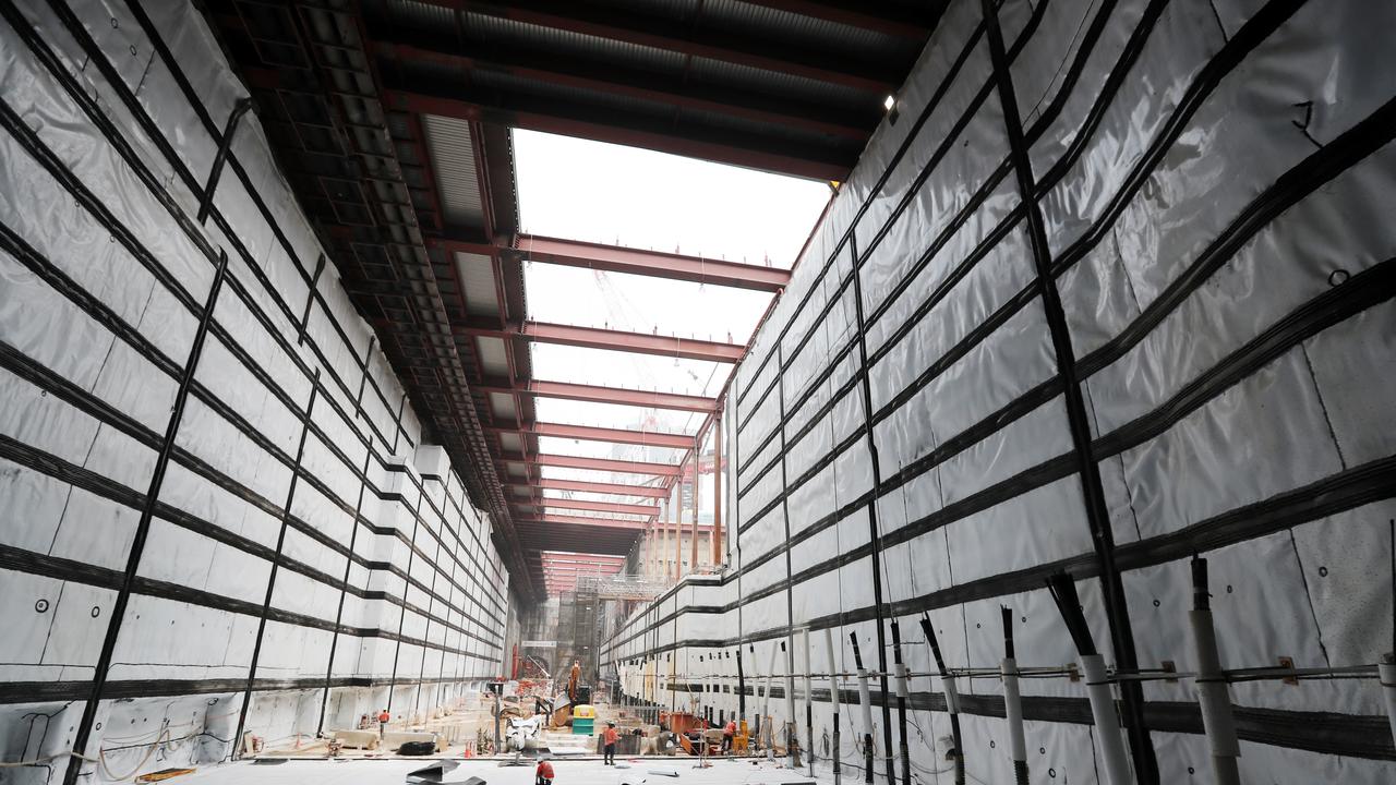 Construction of the Sydney Metro railway line at Baranagroo in the city’s CBD.