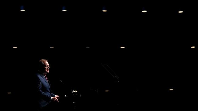 Prime Minister Scott Morrison at the Queensland Resources Council annual lunch yesterday. Picture: Darren England/AAP