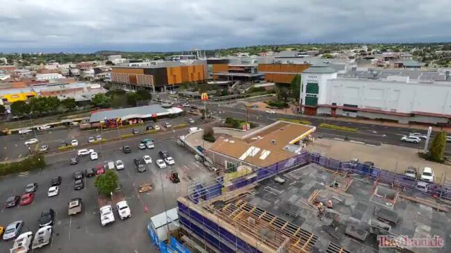 Toowoomba CBD views from a crane