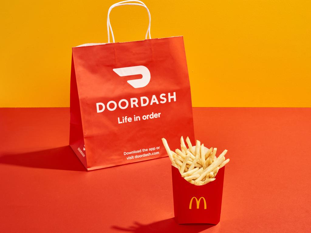 McDonald's orders placed via DoorDash will receive a free large fries on Thursday between midday and 3pm. Picture: Supplied