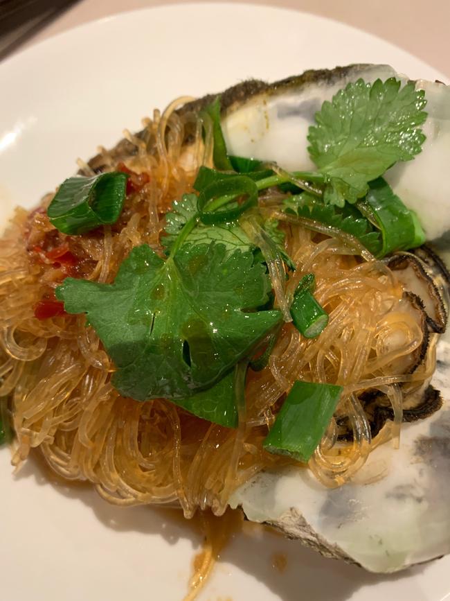 Steamed oyster with glass noodles.