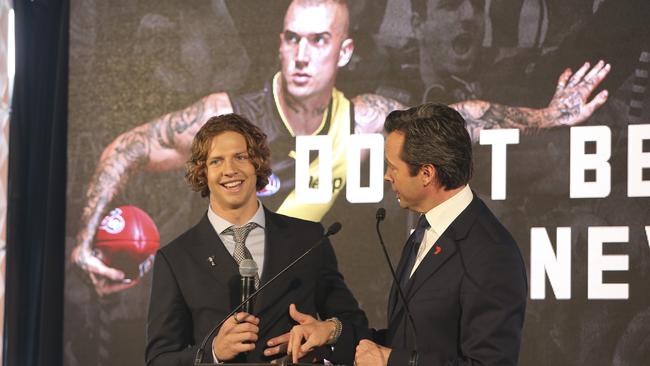 Brownlow medallist Nat Fyfe, left, and Hamish McLachlan. Picture: Getty