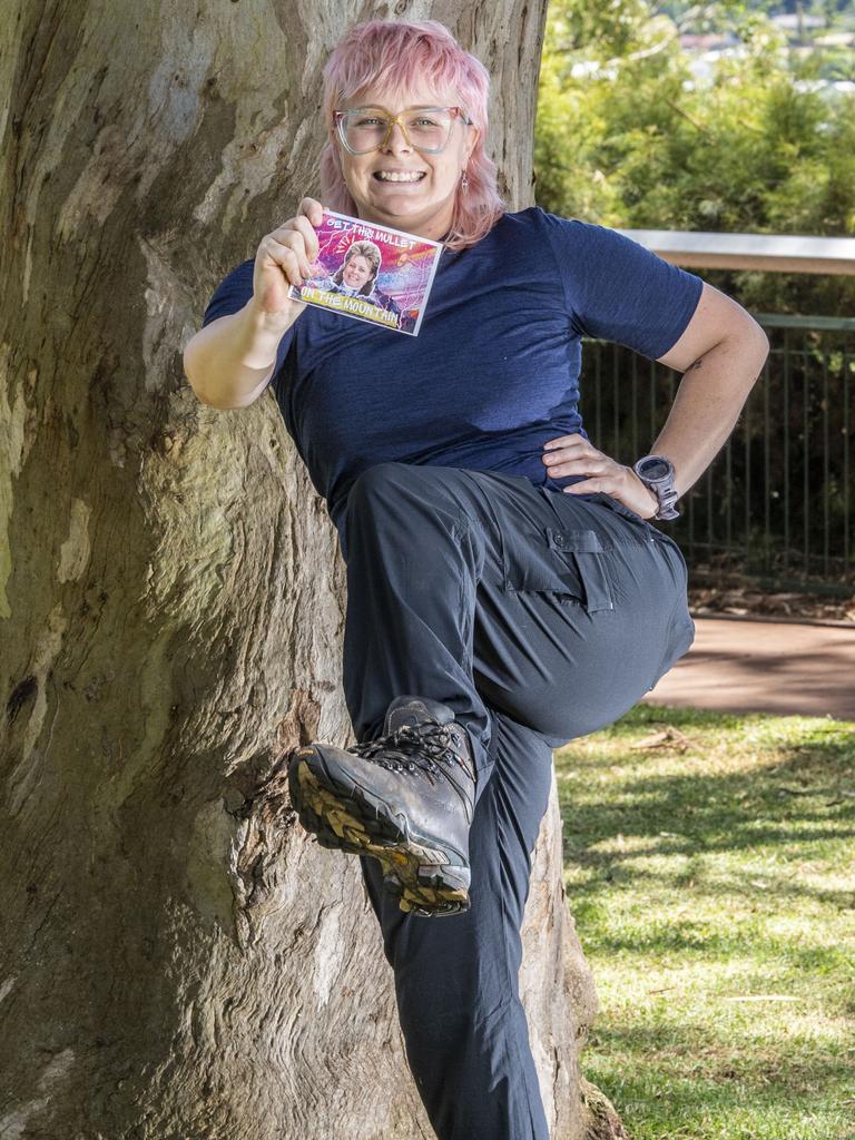 Shelley Burchett is raising funds for Momentum Mental Health as the "Mullet on the Mountain" to climb Everest. Picture: Nev Madsen