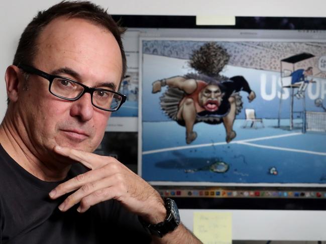 11/09/2018 Cartoonist Mark Knight at his studio after a global storm over his depiction of Serena Williams.Picture : David Geraghty / The Australian.